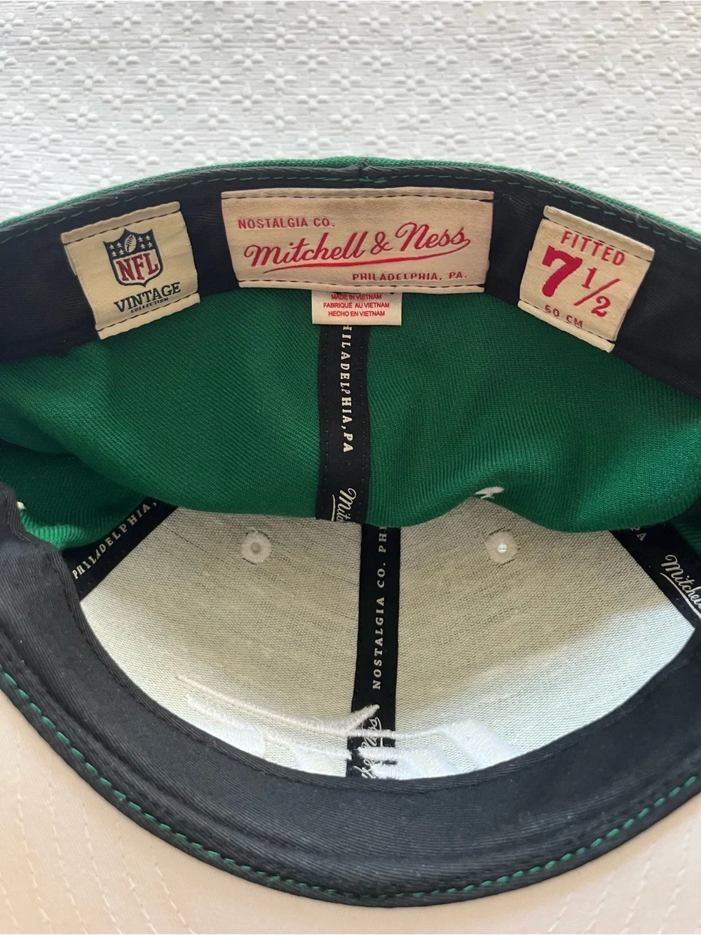 Hat interior with labels